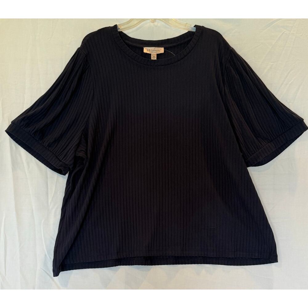Philosophy Women's Navy Blue Ribbed Top - Size 3XL Plus